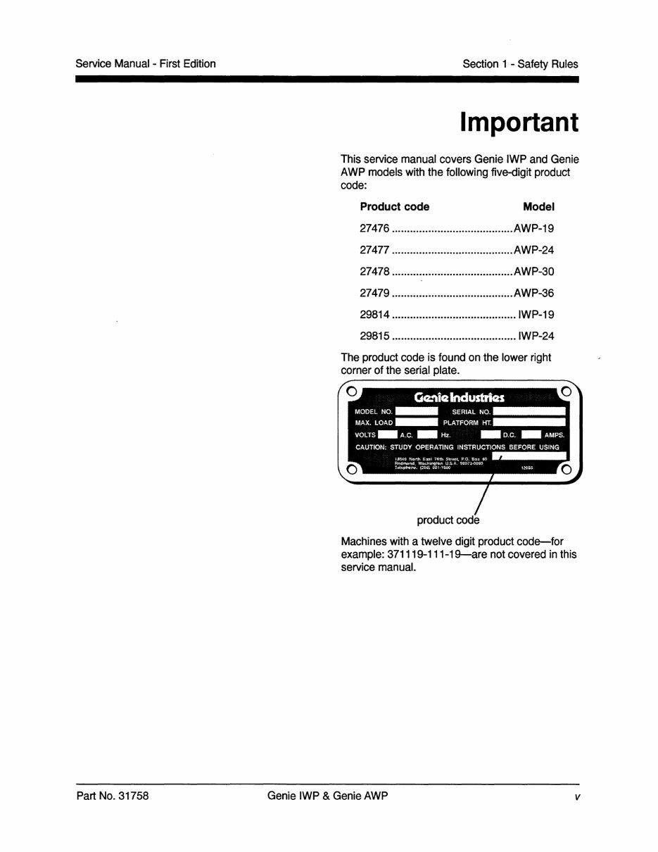 Genie AWP IWP Work Platform Service Repair Manual preview img 4