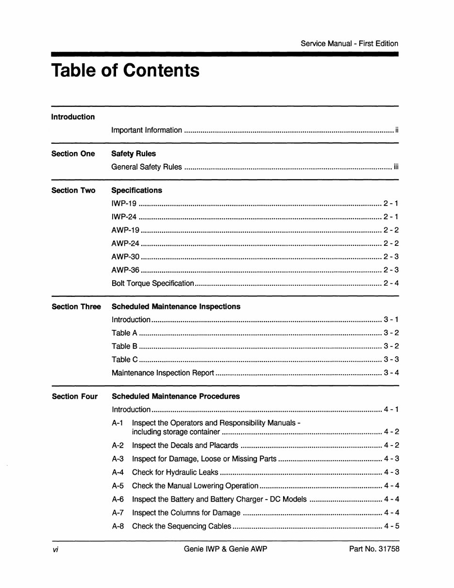 Genie AWP IWP Work Platform Service Repair Manual preview img 5
