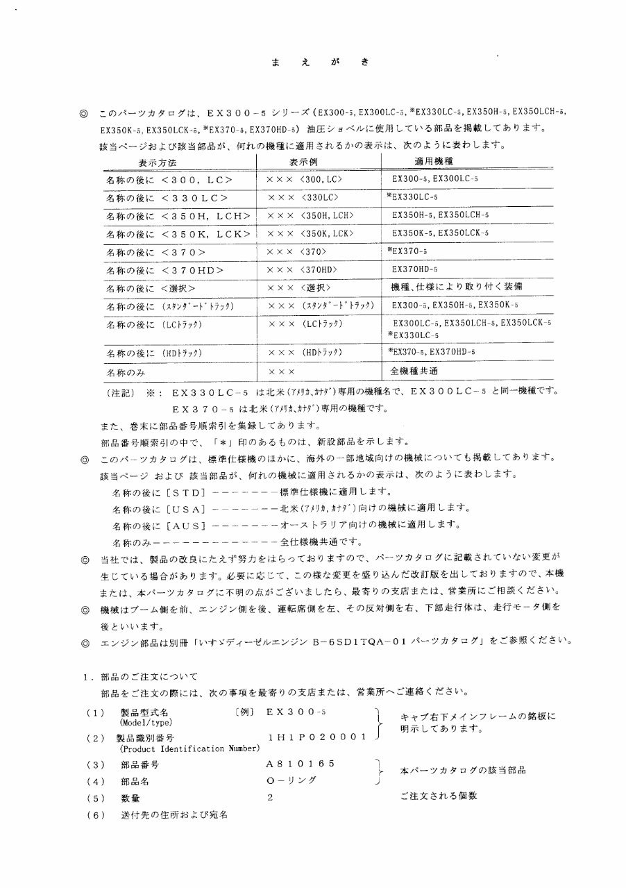 HITACHI EX300-5 EX300LC-5 EX330LC-5 EX350H-5 EX350LCH-5 EX350K-5 EX350LCK-5 EX370-5 EX370HD-5 Excavator Parts Catalog Manual preview img 4