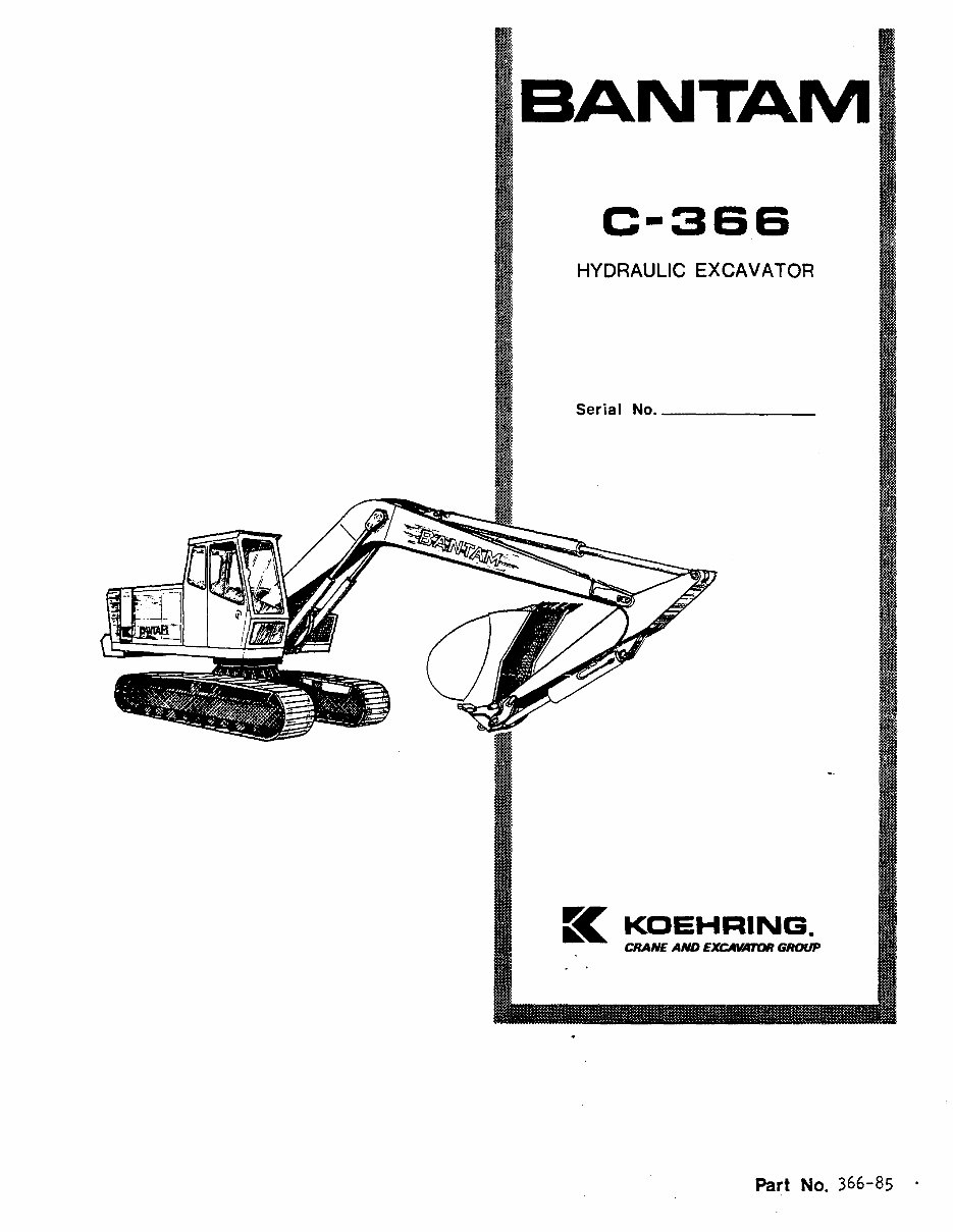 KOEHRING BANTAM C 366 Excavator MASTER Parts Manual preview img 1