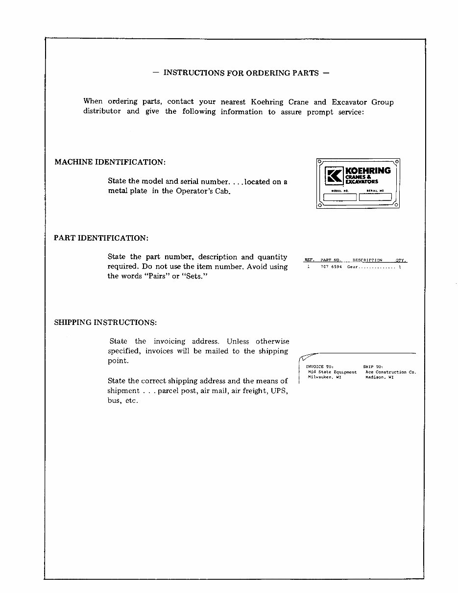 KOEHRING BANTAM C 366 Excavator MASTER Parts Manual preview img 3
