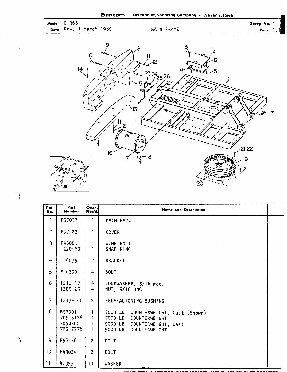 KOEHRING BANTAM C 366 Excavator MASTER Parts Manual preview img 6
