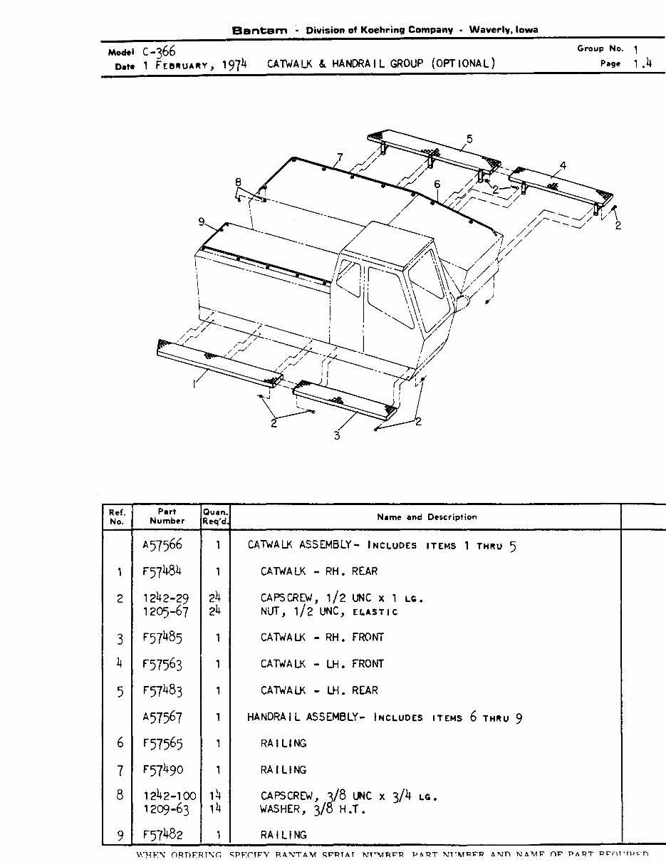 KOEHRING BANTAM C 366 Excavator MASTER Parts Manual preview img 9