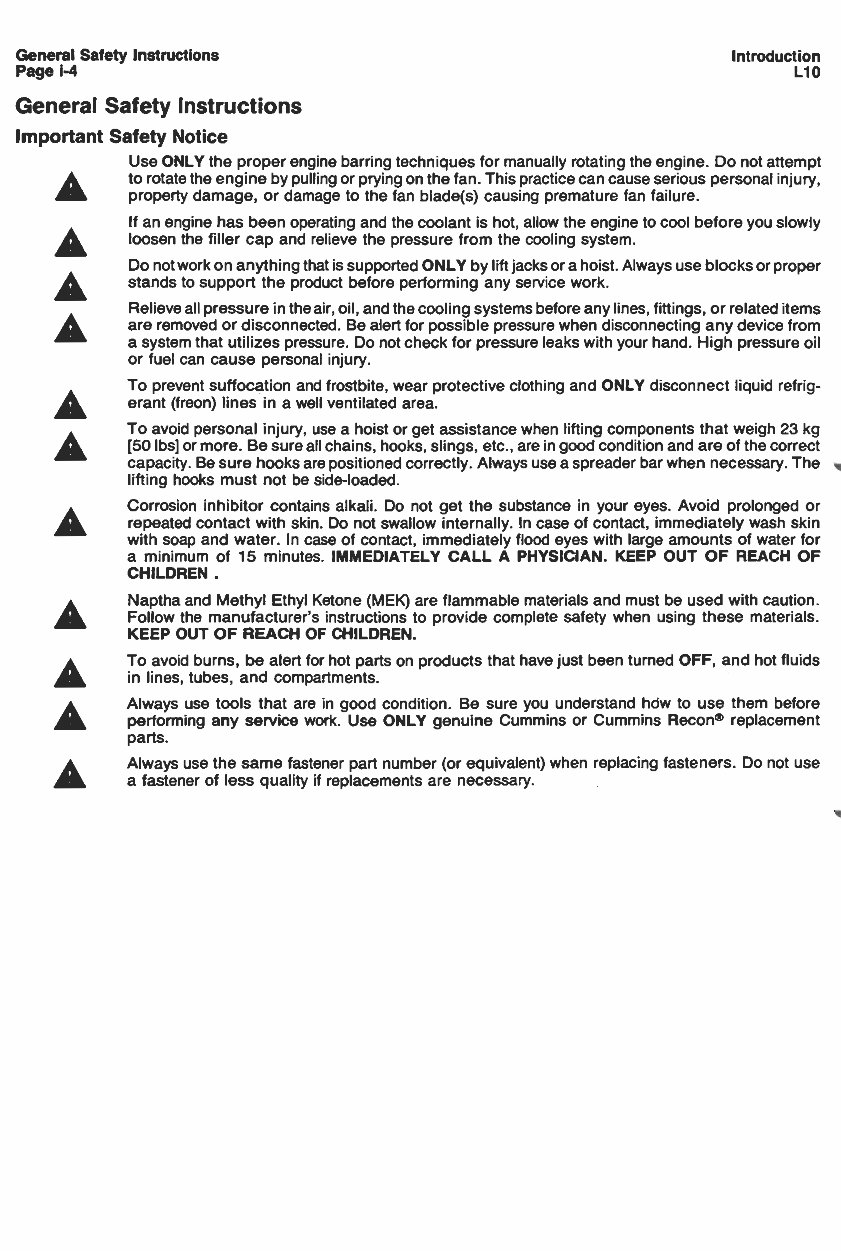 CUMMINS L10 Series Diesel Engine (External Damper models) Service Repair Manual - ! preview img 9