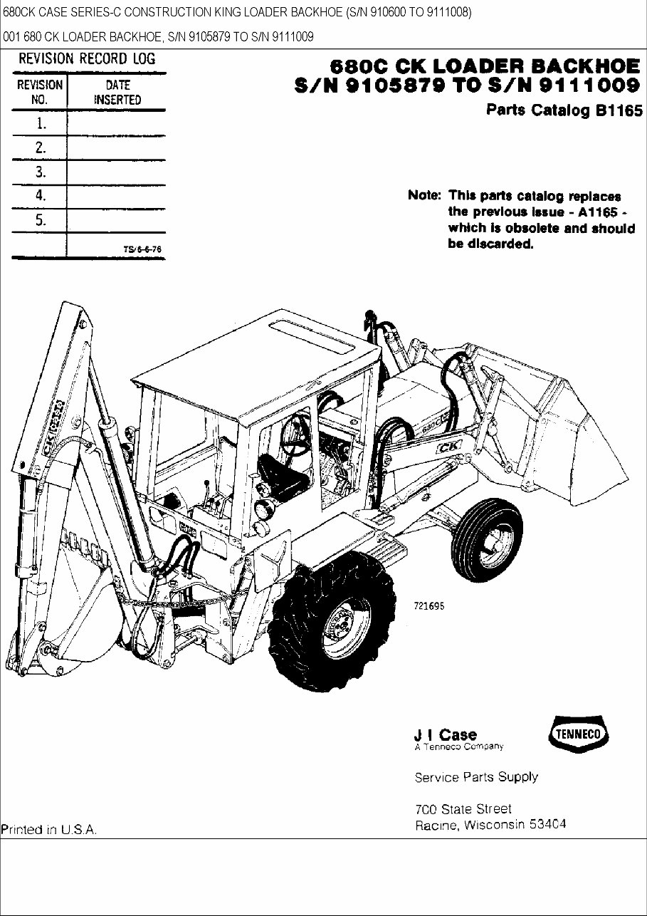 CASE 680C CK BACKHOE Loader Parts Catalog Manual preview img 1