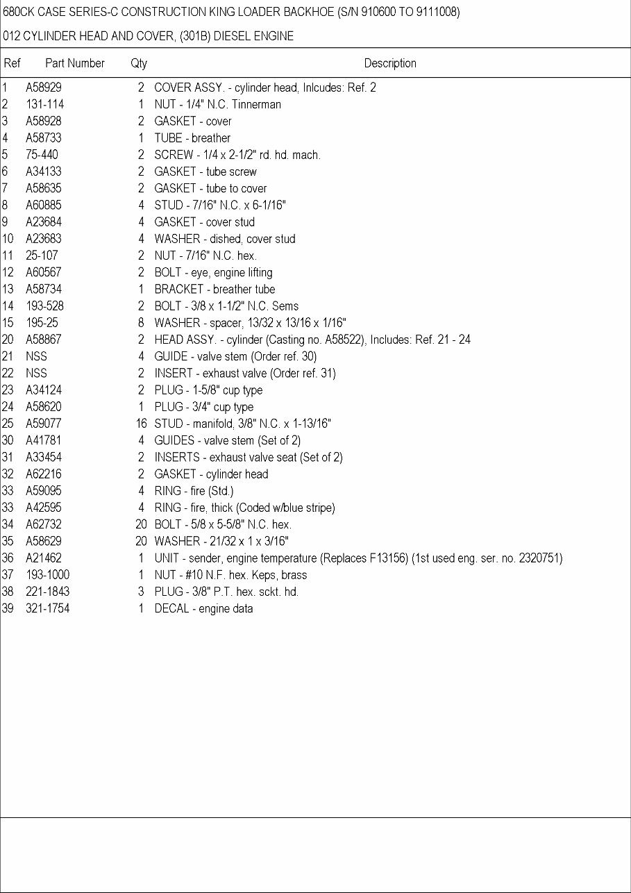 CASE 680C CK BACKHOE Loader Parts Catalog Manual preview img 10