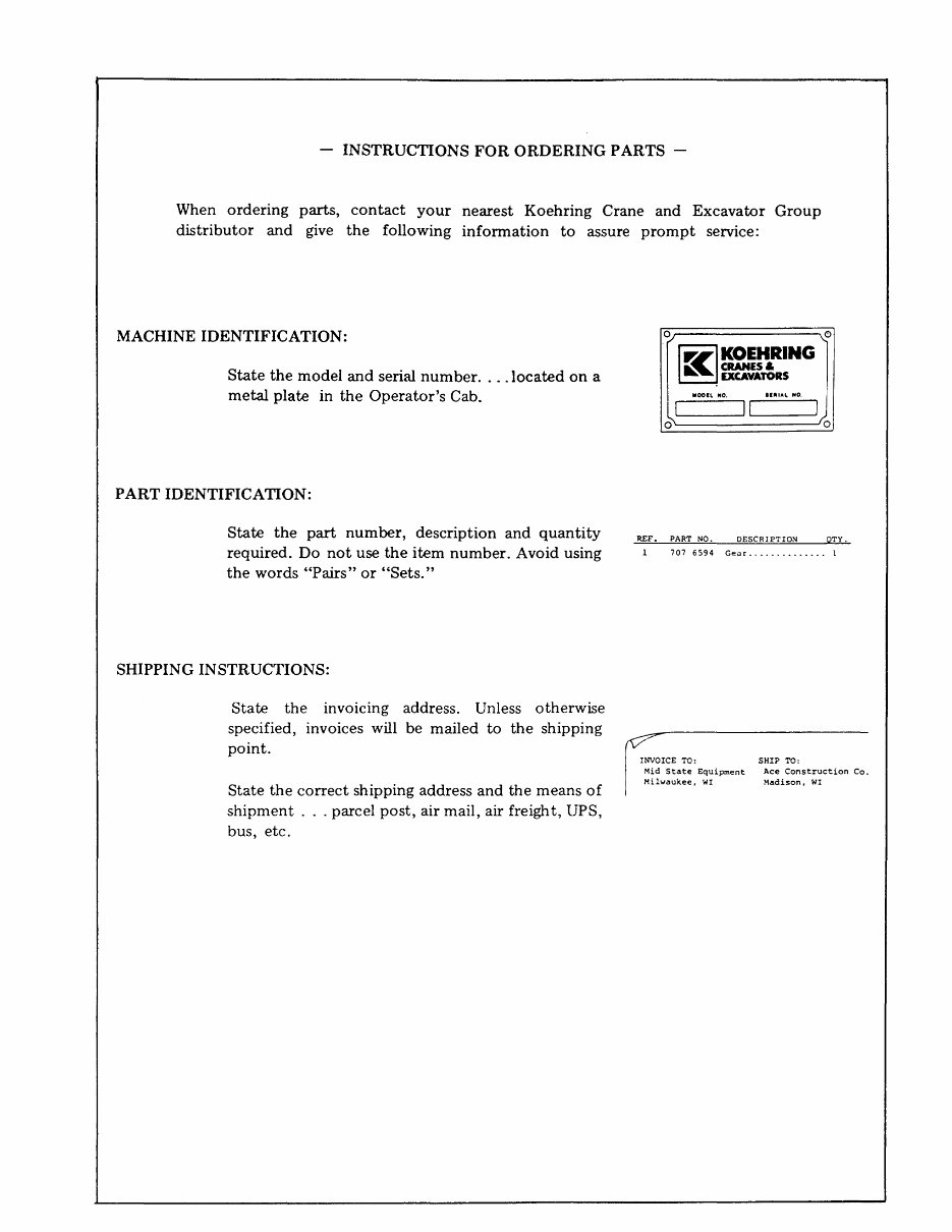 KOEHRING Hydraulic Excavator 6625 Parts Manual preview img 4