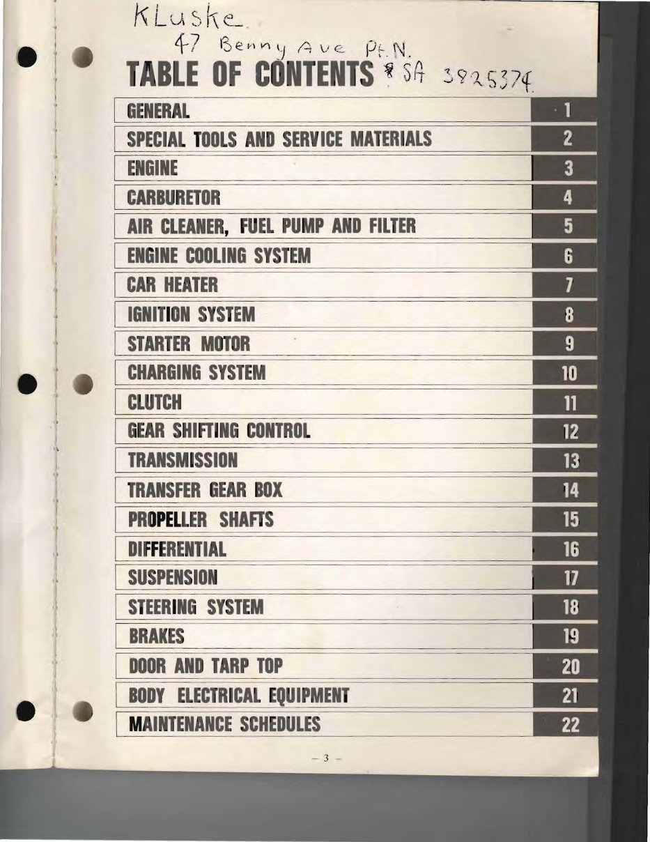 SUZUKI LJ50 LJ50V 4WD JIMNY & VAN FACTORY Workshop Manual preview img 3