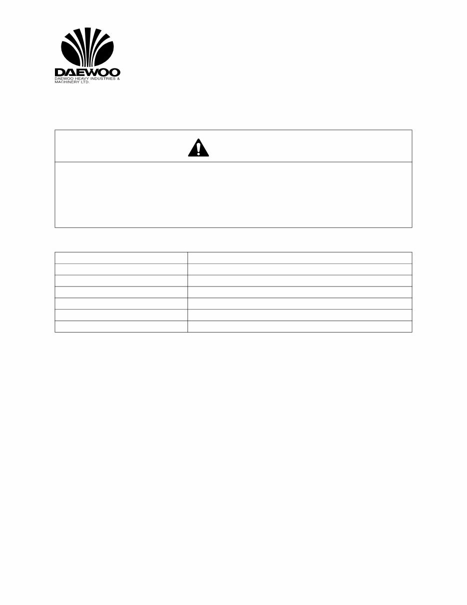 Daewoo Doosan M200-V Service Manual preview img 9