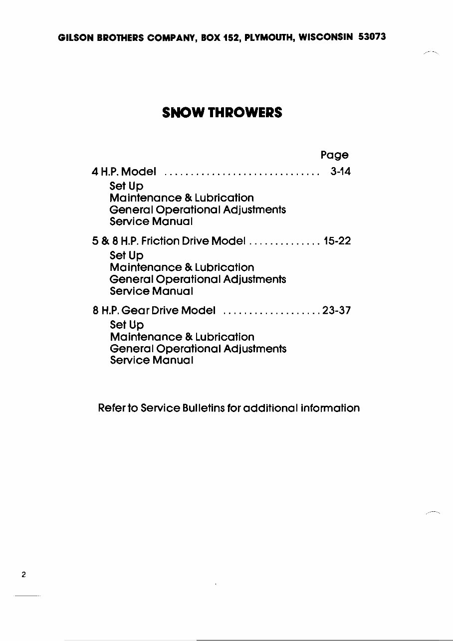 Gilson Snow Thrower service repair manual maintenance preview img 2