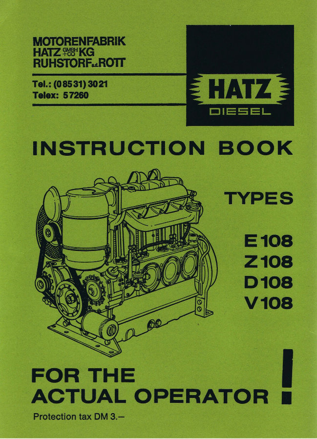 Hatz 108 Instruction Manual preview img 1