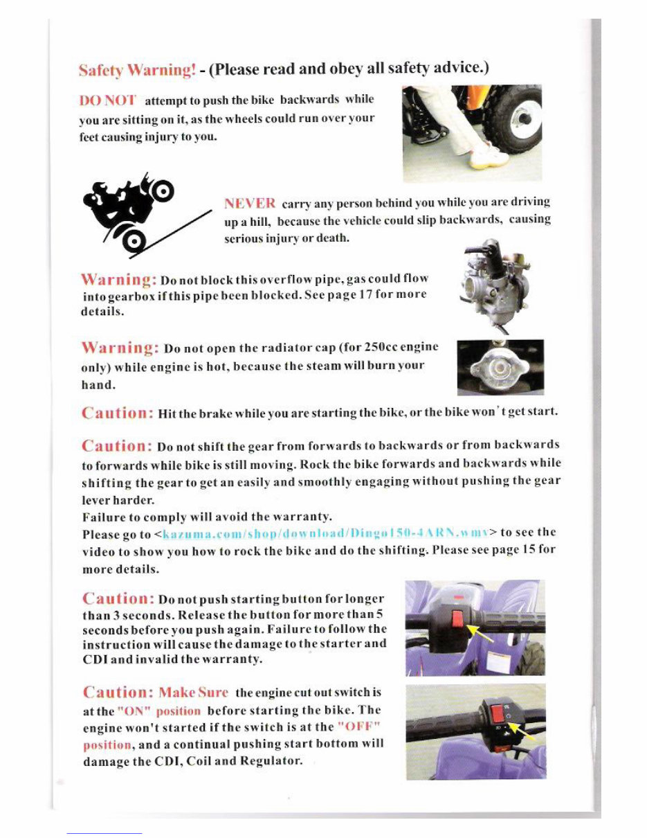 Kazuma Falcon 150/250cc Owners manual preview img 2