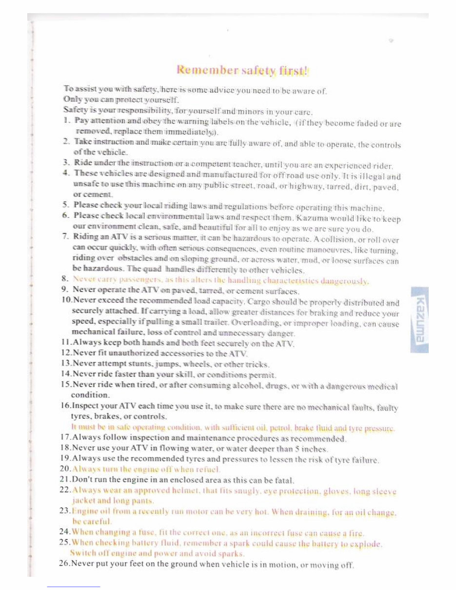 Kazuma Falcon 150/250cc Owners manual preview img 5