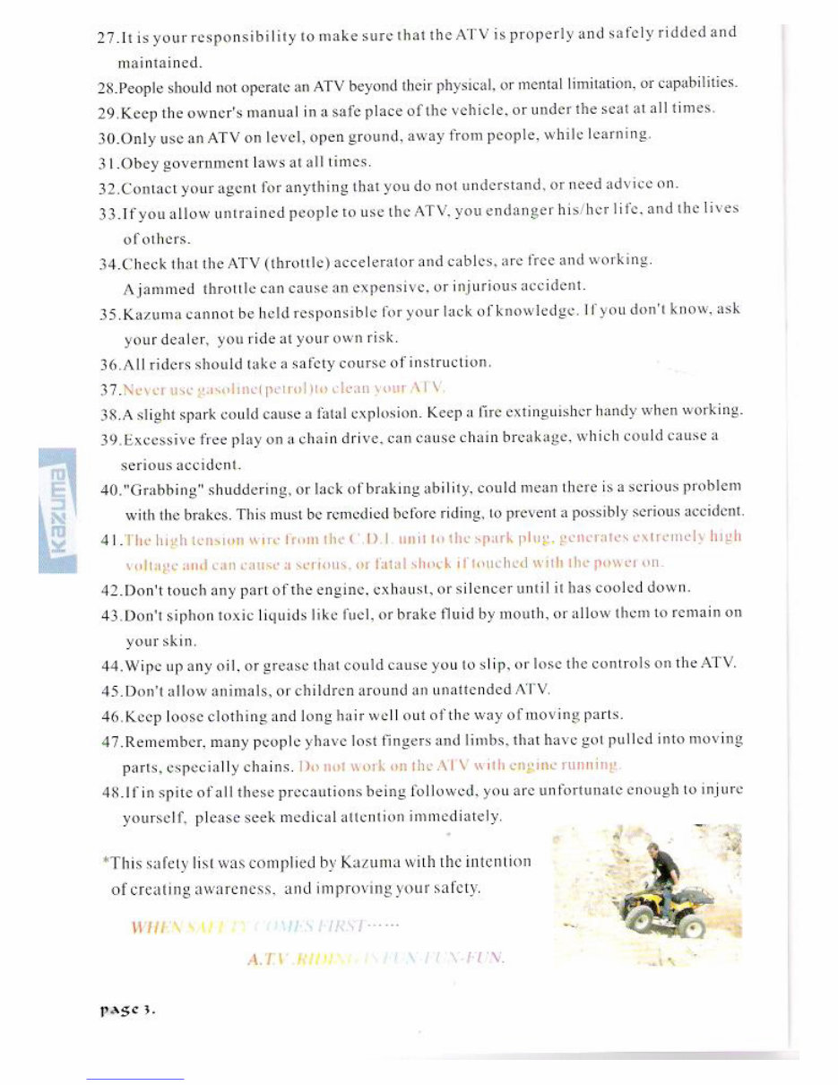 Kazuma Falcon 150/250cc Owners manual preview img 6