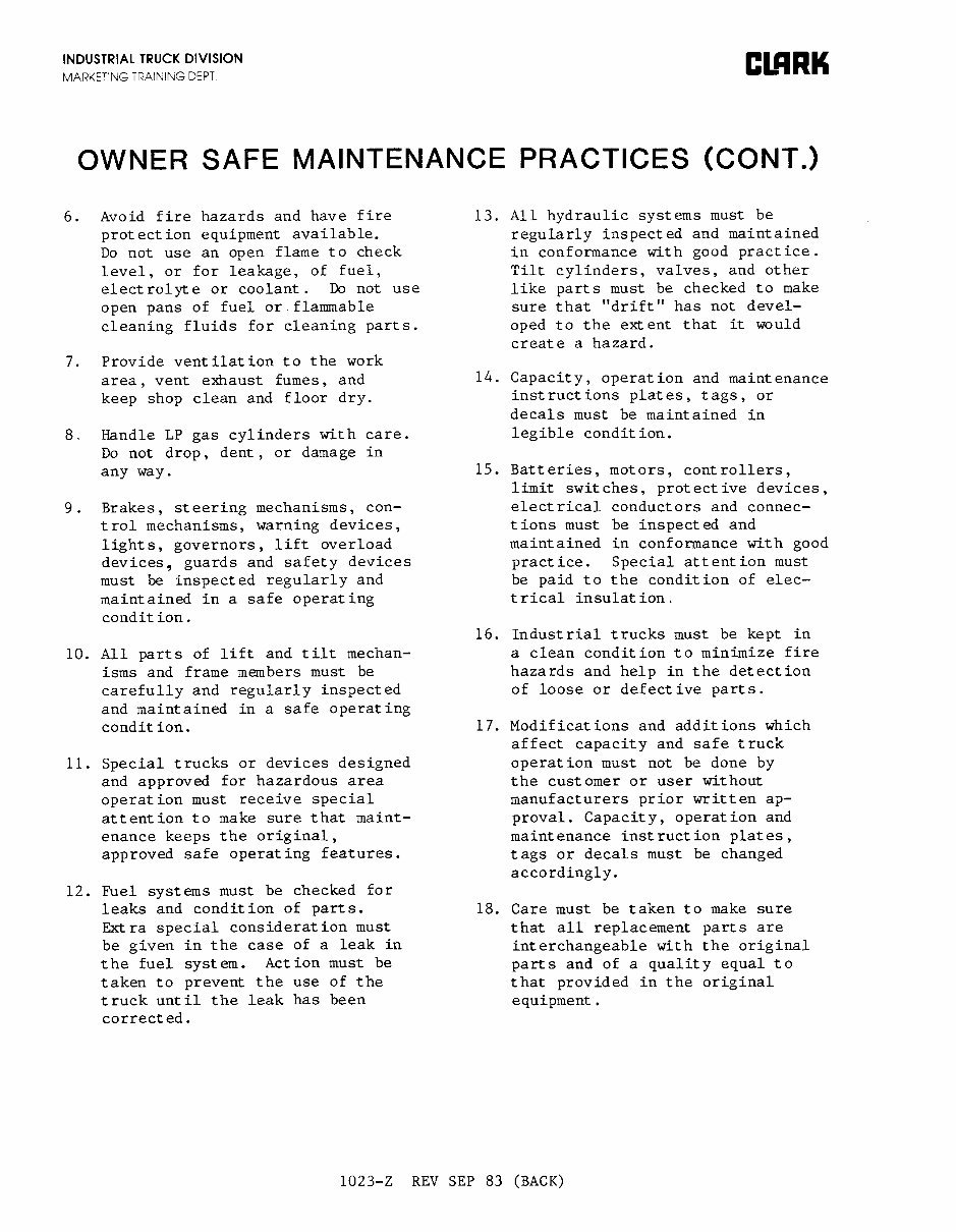 CLARK Forklift C500 20/30 Workshop Service Shop Repair Manual preview img 4
