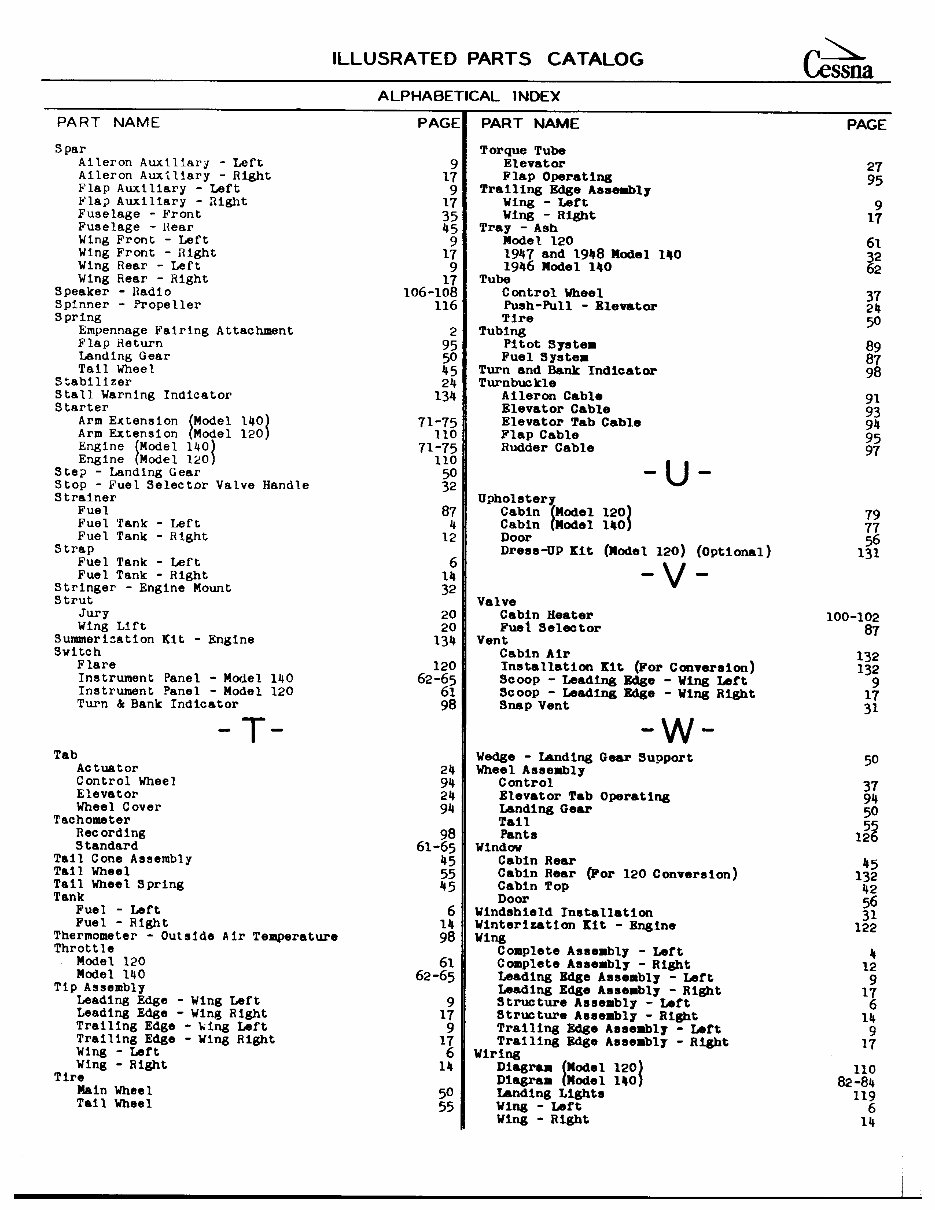 1954 Cessna 120 & 140 Parts Catalog preview img 8