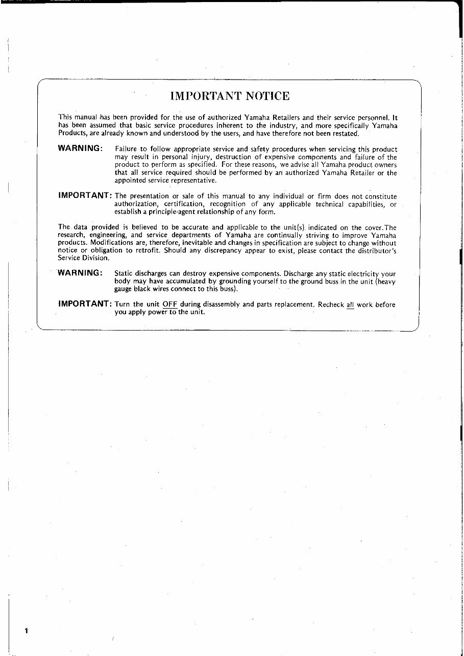 YAMAHA ELECTONE HS4 HS5 HS6 HS7 Service Manual preview img 4