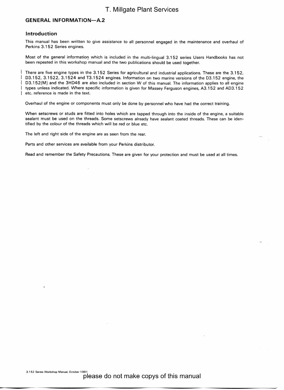 MASSEY FERGUSON Engines Supplement Workshop Manual preview img 7