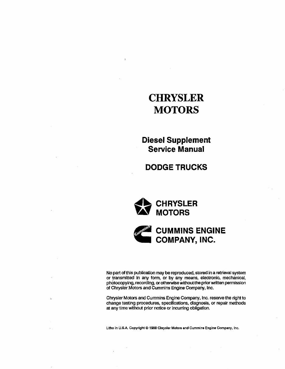 1991 Dodge Ramcharger Service & Repair Manual Software preview img 1