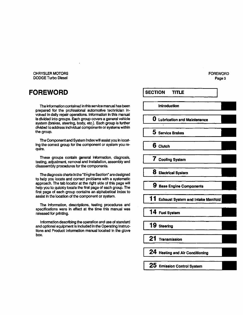 1991 Dodge Ramcharger Service & Repair Manual Software preview img 3