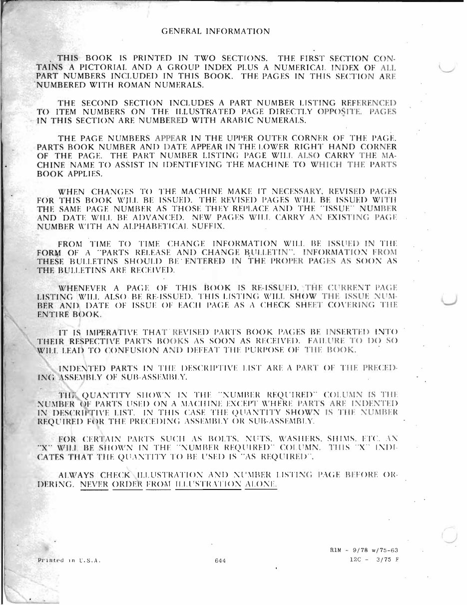 MASSEY FERGUSON MF 175 Tractor Parts Manual 651190M97 preview img 2