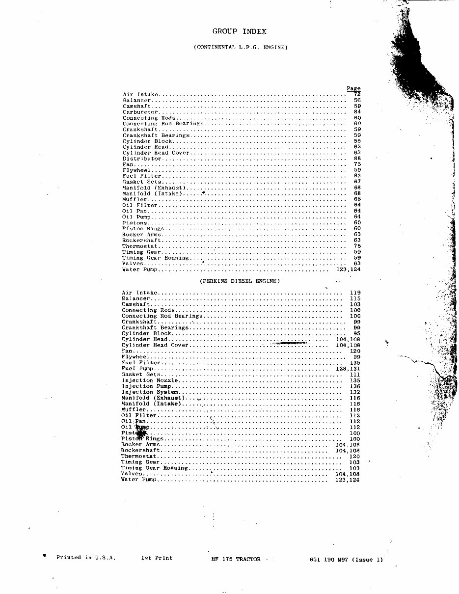 MASSEY FERGUSON MF 175 Tractor Parts Manual 651190M97 preview img 5