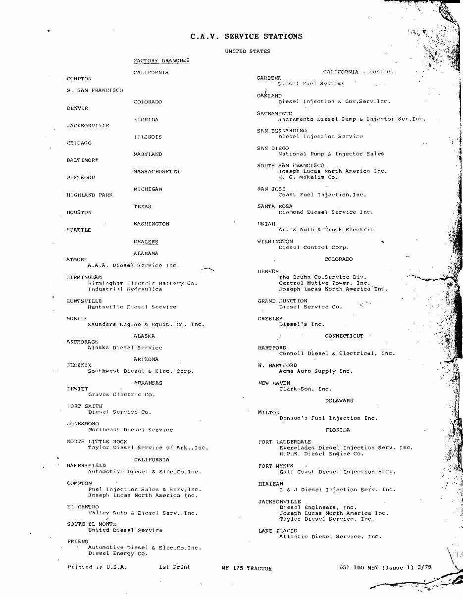 MASSEY FERGUSON MF 175 Tractor Parts Manual 651190M97 preview img 7