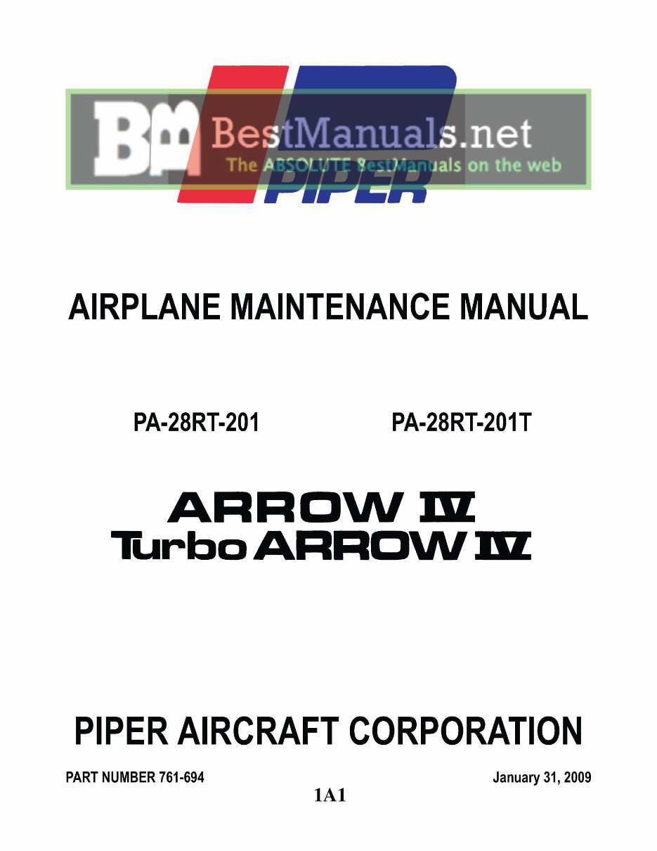 PIPER ARROW IV Maintenance Manual-PA-28RT-201-PA-28RT-201T preview img 1