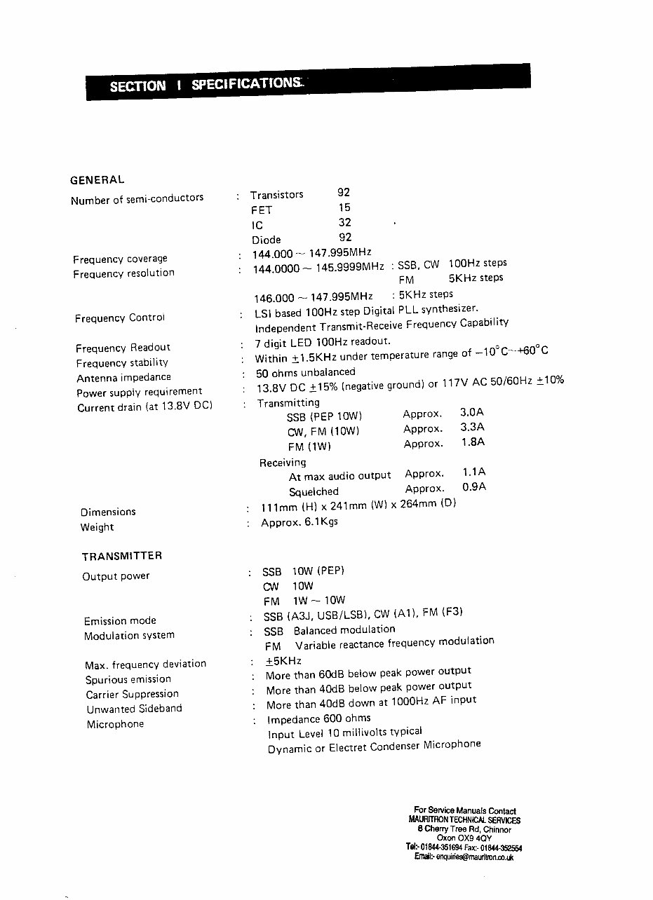 ICOM Service Manual IC 211 preview img 3