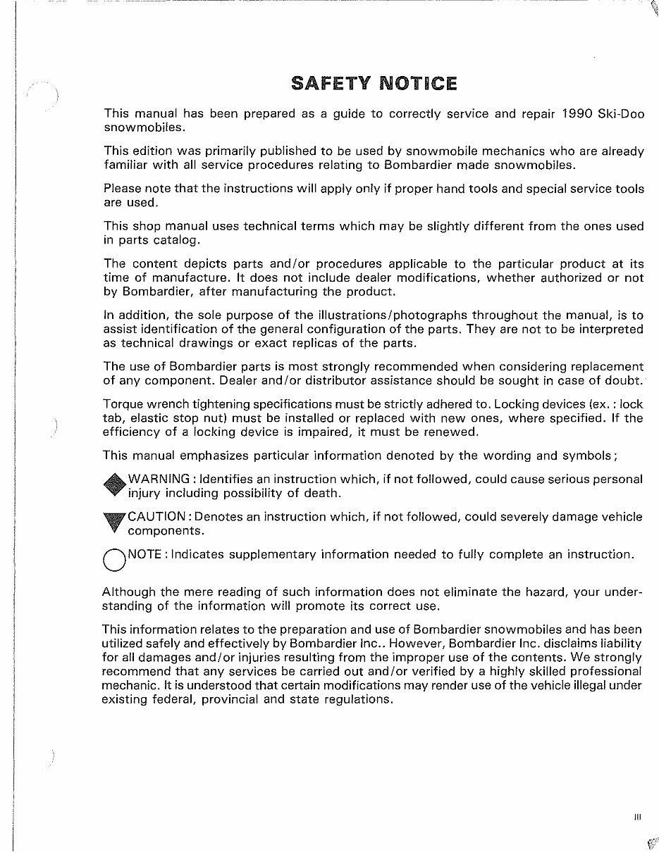 1990 Ski-Doo Tundra LT Factory Service & Work Shop Manual preview img 5