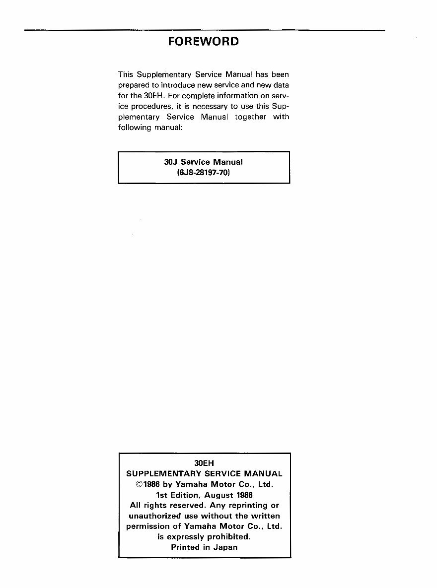 Yamaha Outboard 1992 30 hp 2 cyl. (496cc) 2-stroke Service/Shop Repair Manual Instant preview img 3