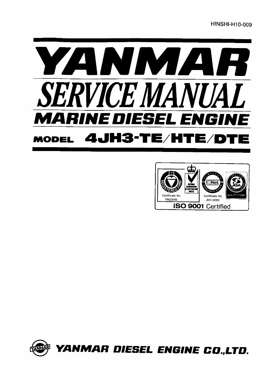 YANMAR 4JH3 4JHE Series Marine Diesel Engine Workshop Manual preview img 1