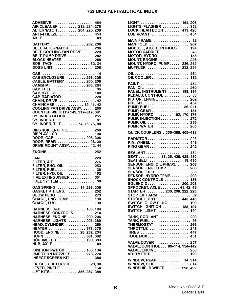 Model 753F Skid Steer Loader Parts Catalog preview img 2