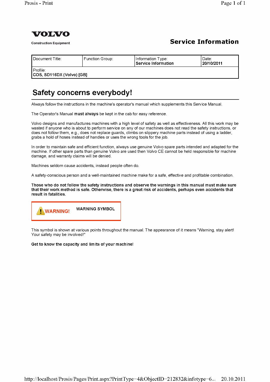 VOLVO SD116DX SINGLE-DRUM ROLLER Service Repair Manual preview img 5