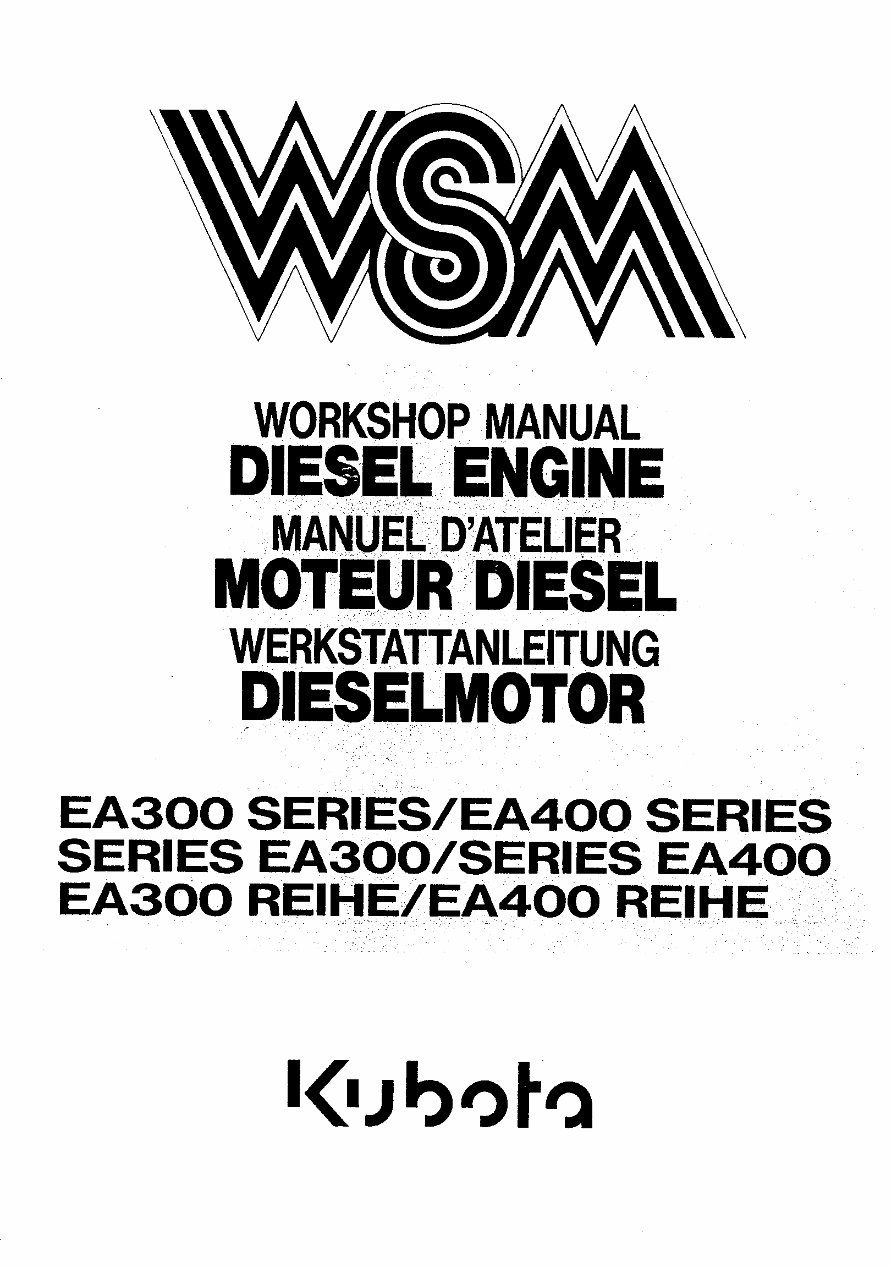Kubota EA300/EA400 Series Diesel Engines OEM Service & Repair Manual preview img 1