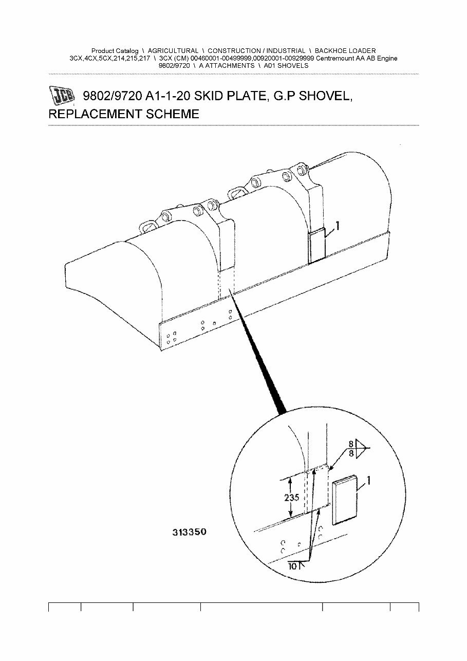 JCB 3CX (CM) BACKHOE Loader Parts Catalog Manual (SER. 00460001-00499999,00920001-00929999) preview img 8