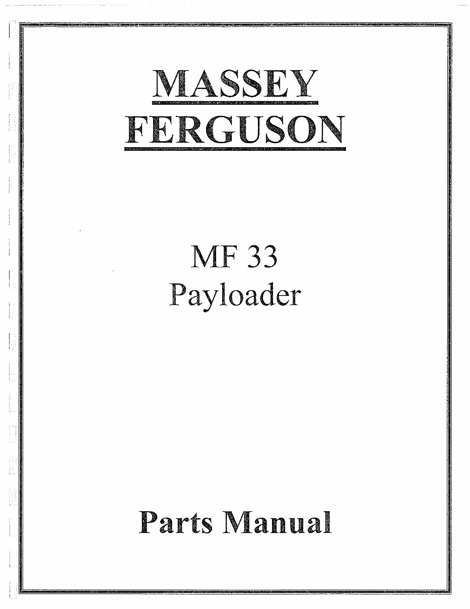 Massey Ferguson MF 33 Tractor Wheel Loader Parts Manual preview img 1