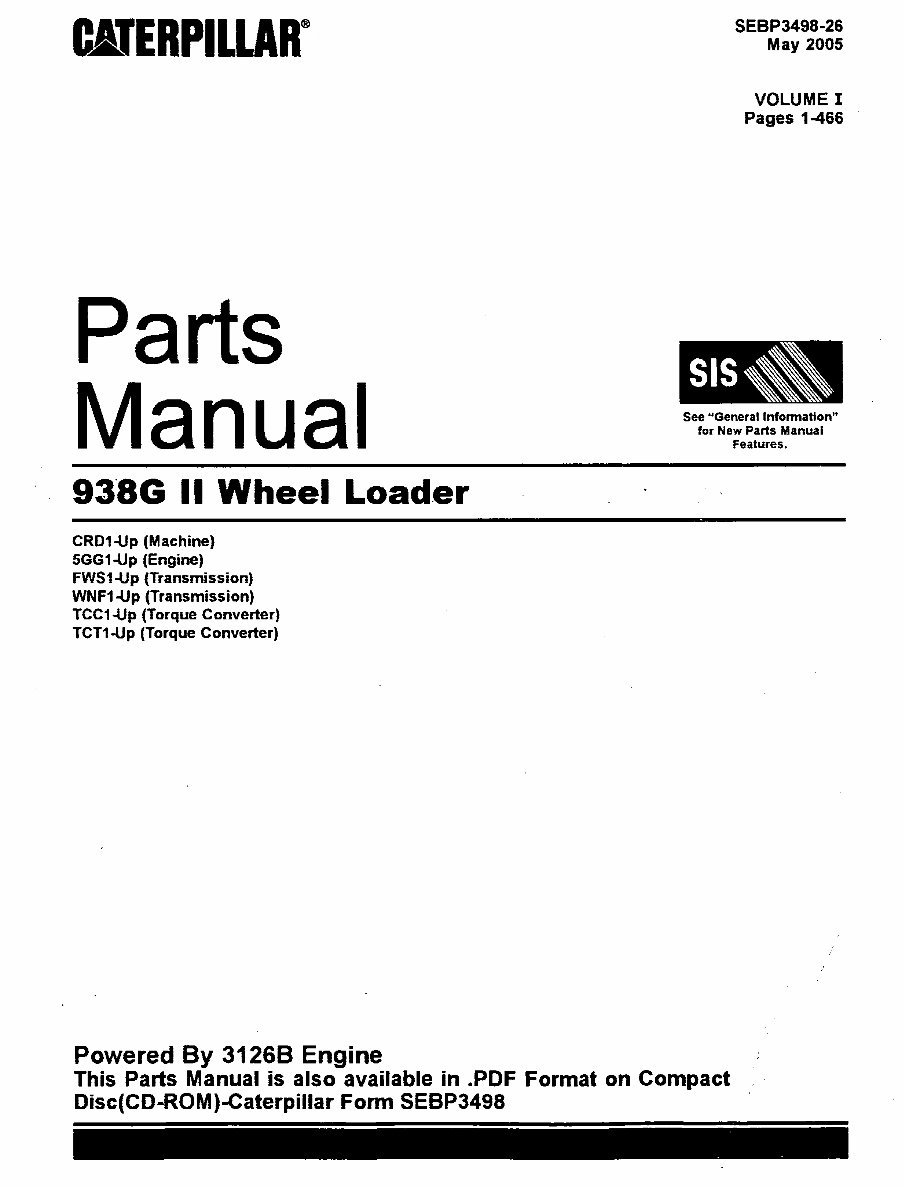 Cat 938G II parts manual preview img 1