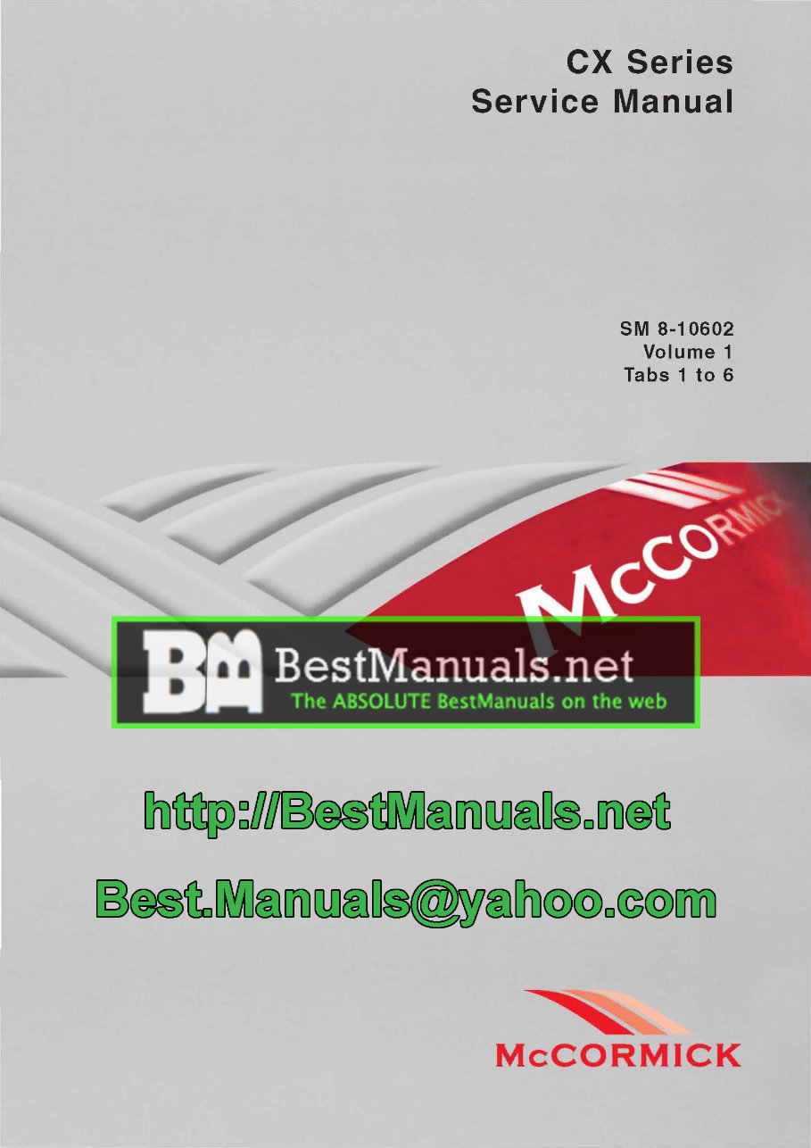 McCormick CX - CX50 CX60 CX70/75 CX80/85 CX90/95 CX100/105 Tractor Factory Service Repair Manual - IMPROVED - preview img 1