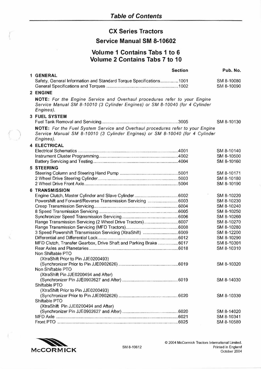 McCormick CX - CX50 CX60 CX70/75 CX80/85 CX90/95 CX100/105 Tractor Factory Service Repair Manual - IMPROVED - preview img 3