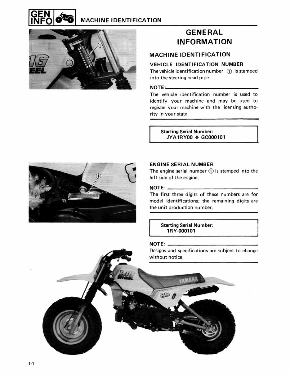 1988 Yamaha BIG Wheel (80cc) Service Repair Maintenance Manual preview img 7