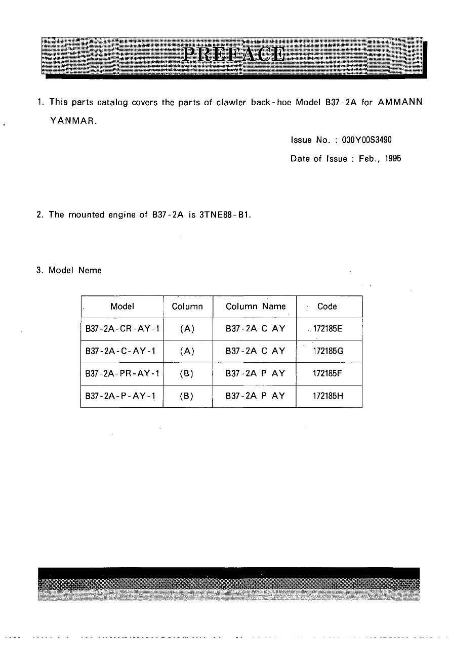 Yanmar Crawler Backhoe B37-2A Parts Catalog Manual preview img 1