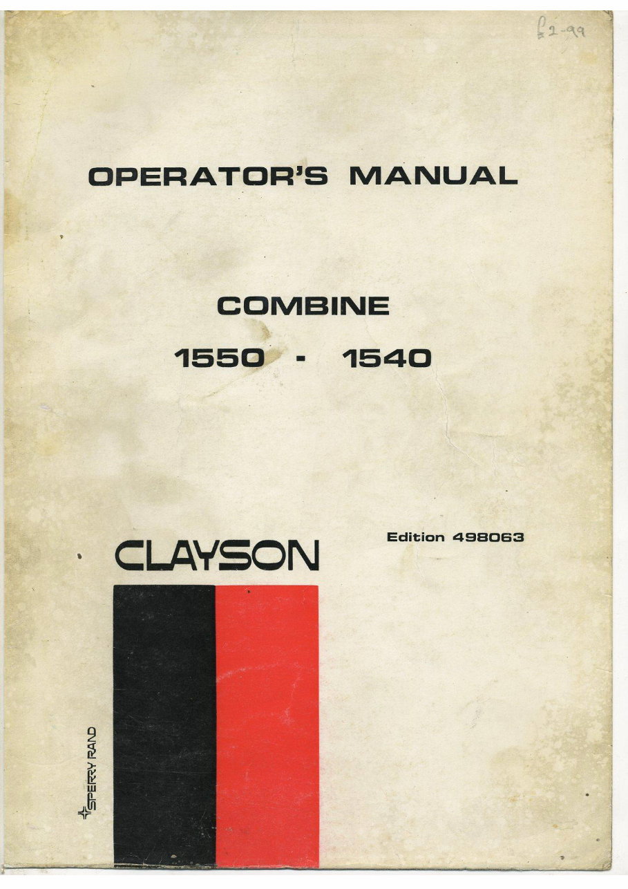 Clayson 1540 1550 New Holland Manual preview img 1