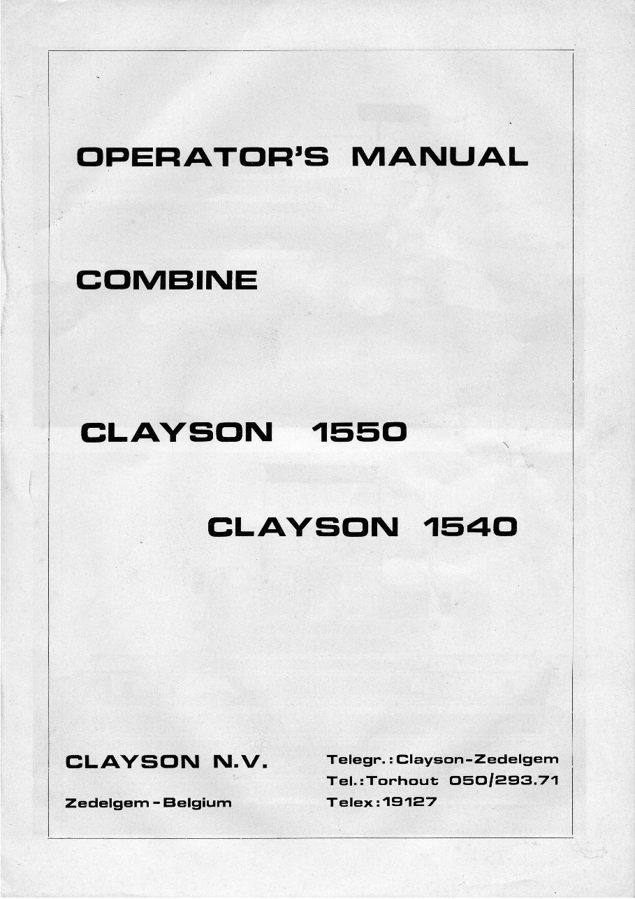 Clayson 1540 1550 New Holland Manual preview img 3