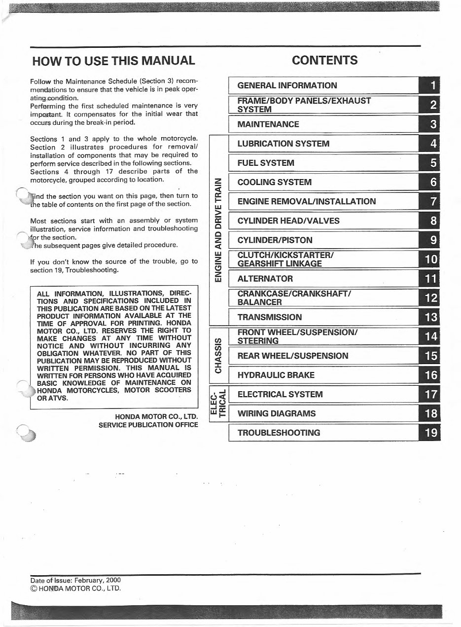 Honda XR 650R service manual preview img 1
