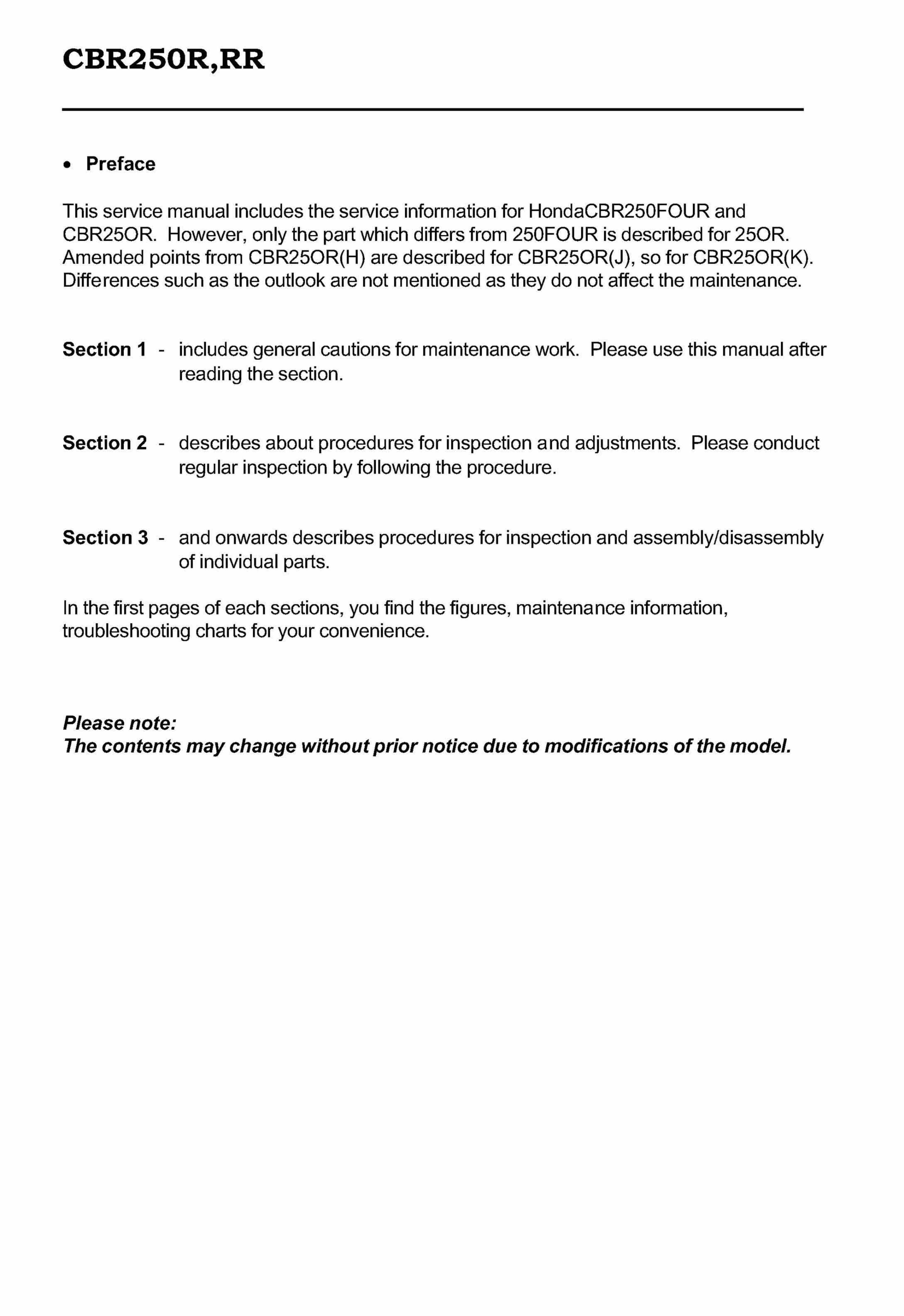 1990-1998 Honda CBR250RR Service & Repair Manual preview img 3