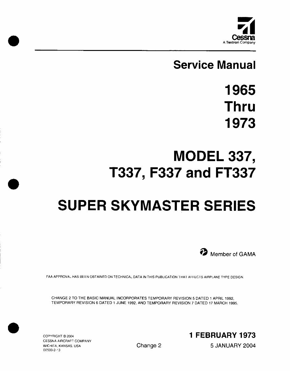 Cessna 337 T 337 FT337 F337 service manual d2500-2-13 preview img 2