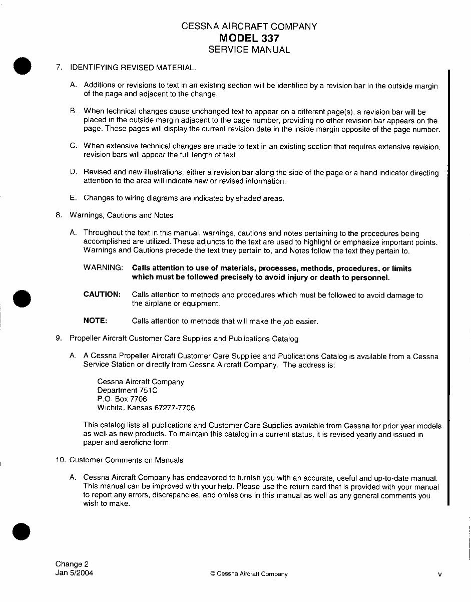 Cessna 337 T 337 FT337 F337 service manual d2500-2-13 preview img 8