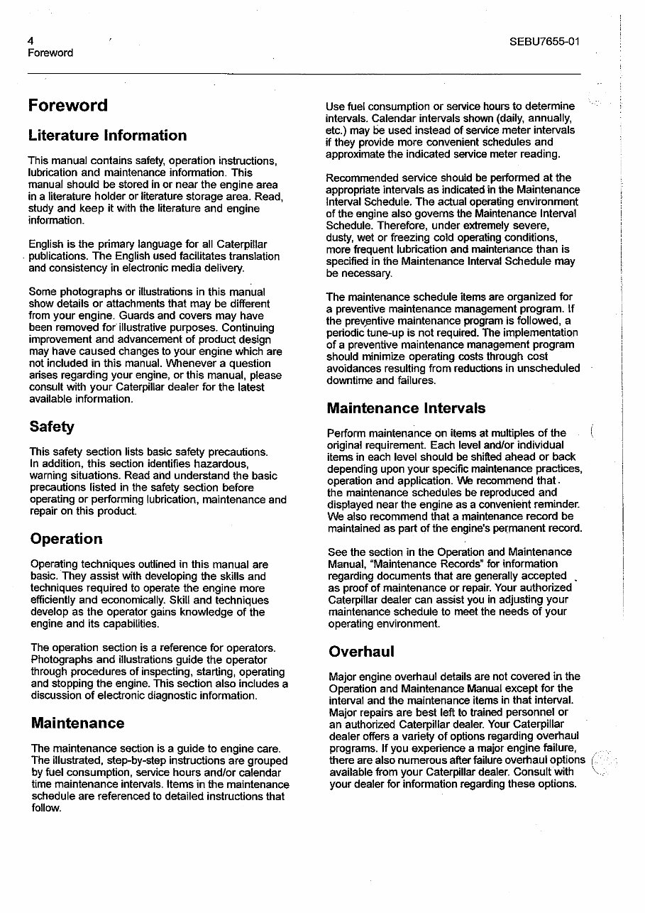 Cat 3054C industrial engine operation and maintnance manual preview img 4