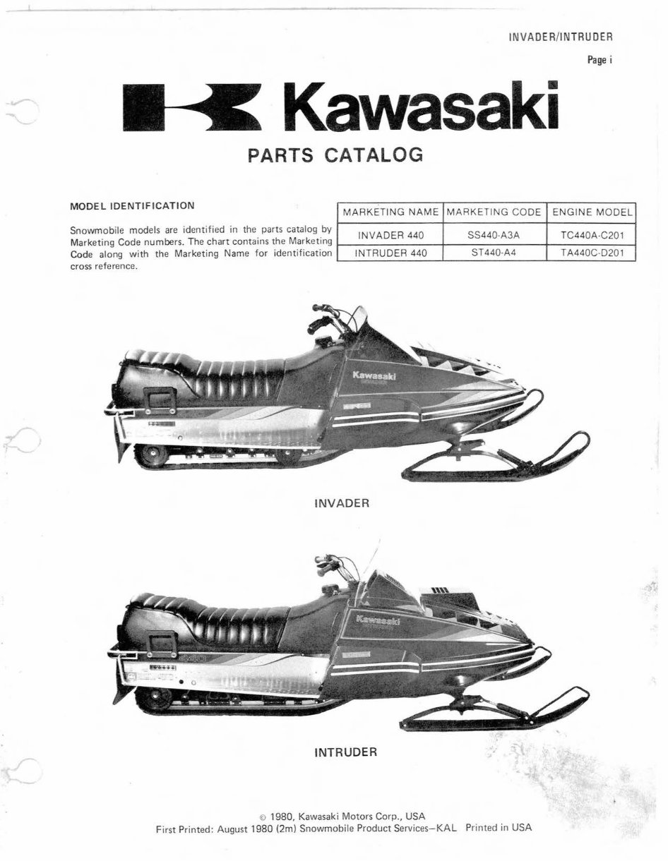 1981 KAWASAKI INVADER INTRUDER 440 SNOWMOBILE Repair Manual preview img 1